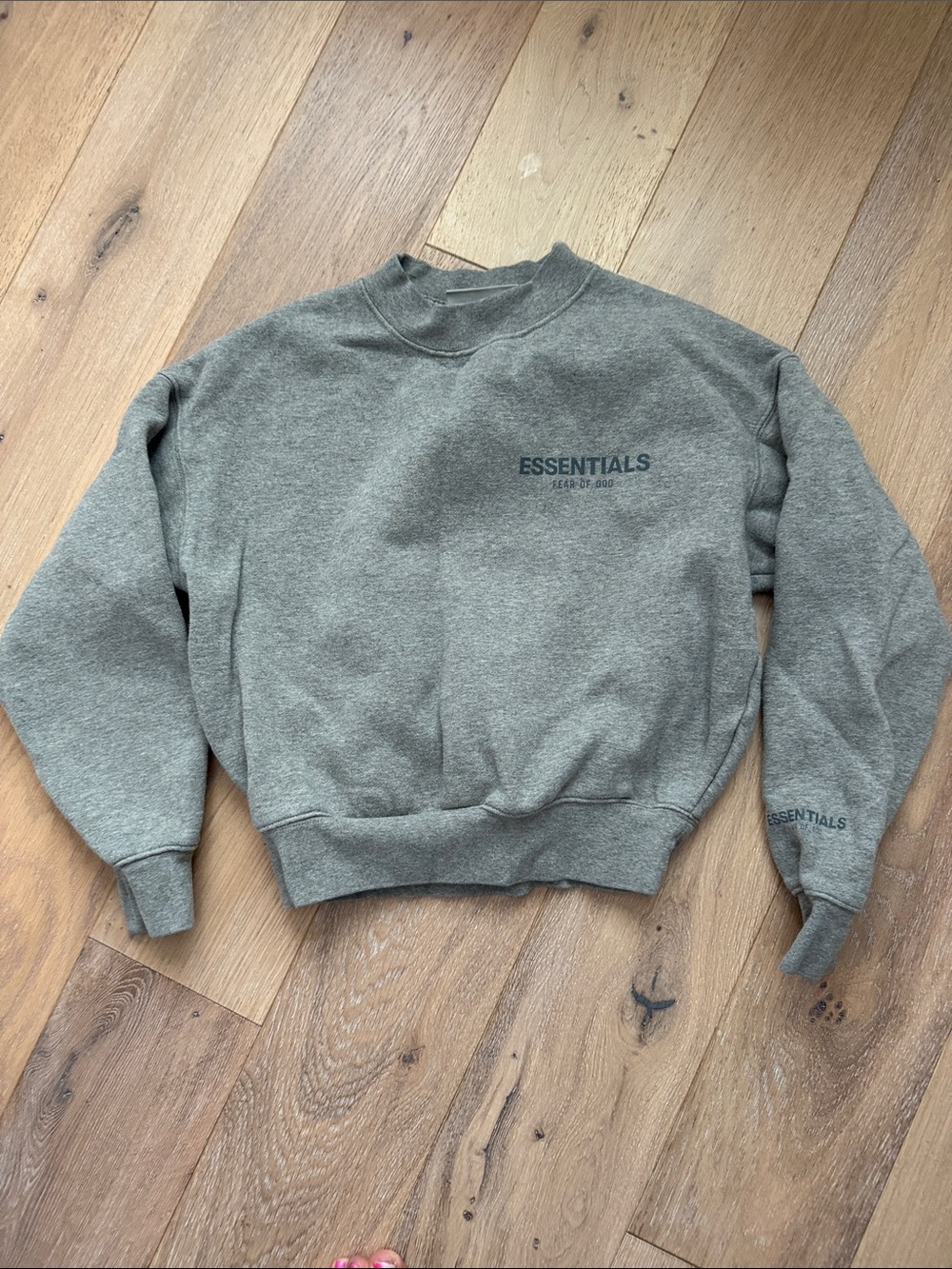ESSENTIALS Olive Gray Crewneck Sweatshirt Kids Size 8
